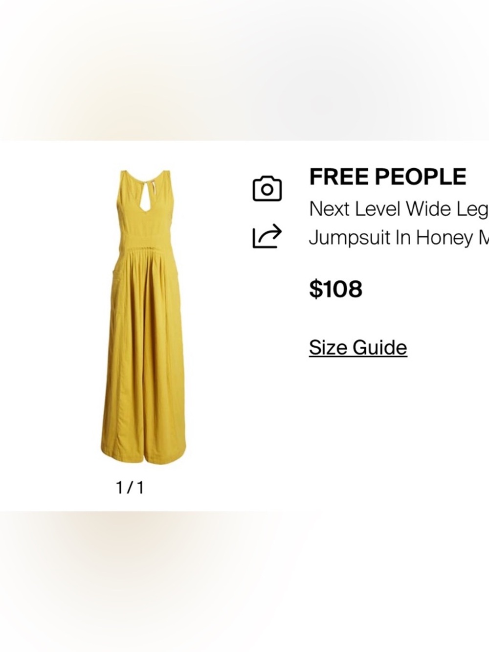 Free People Honey Yellow Keyhole Wide-Leg Jumpsuit - Picture 3 of 10